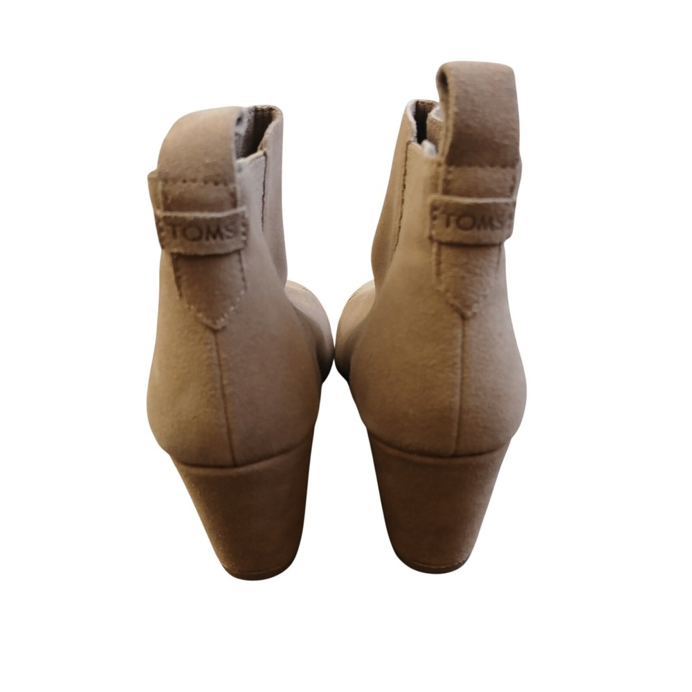 TOMS Leila Tan Suede Wedge Ankle Booties Womens 6.5 Pull On Round Toe Boots - Picture 10 of 13